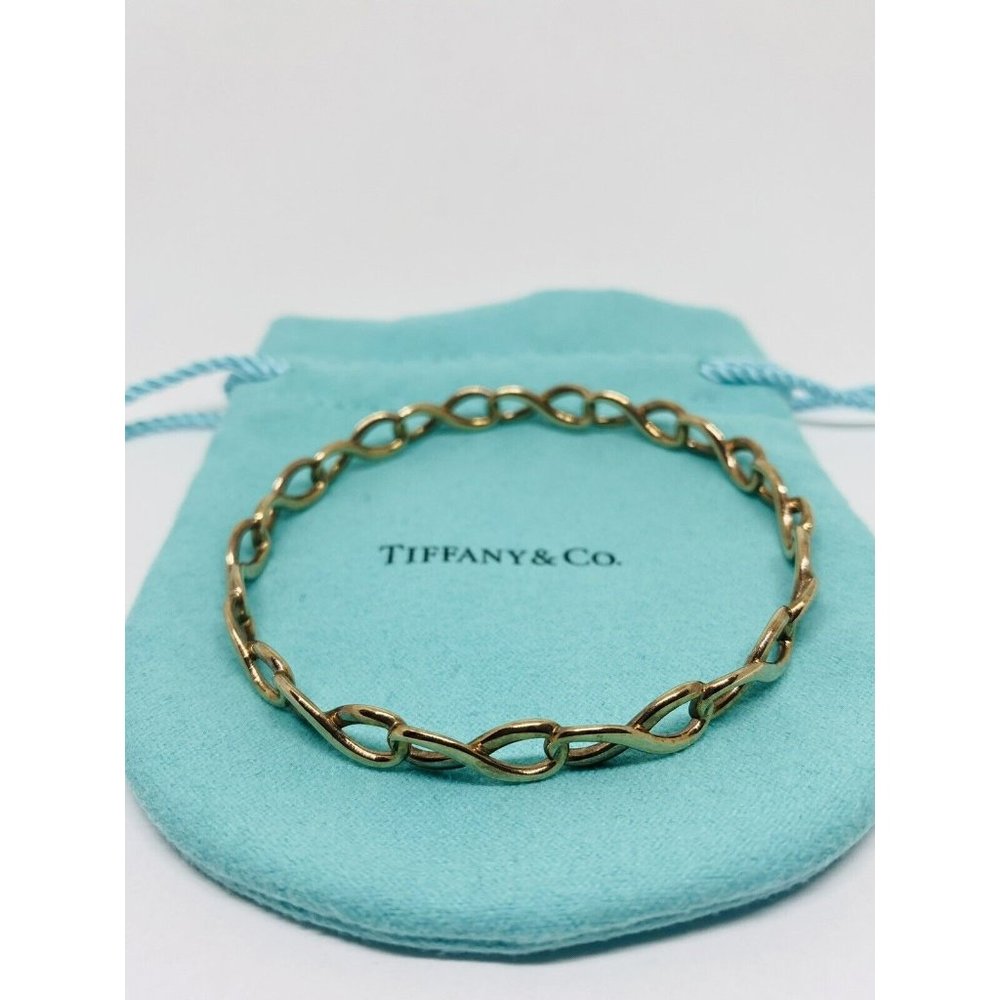 Rare Tiffany & Co  Infinity Rubedo Bangle 7.75” Bracelet w Box/ Pouch 6.5mm Wide